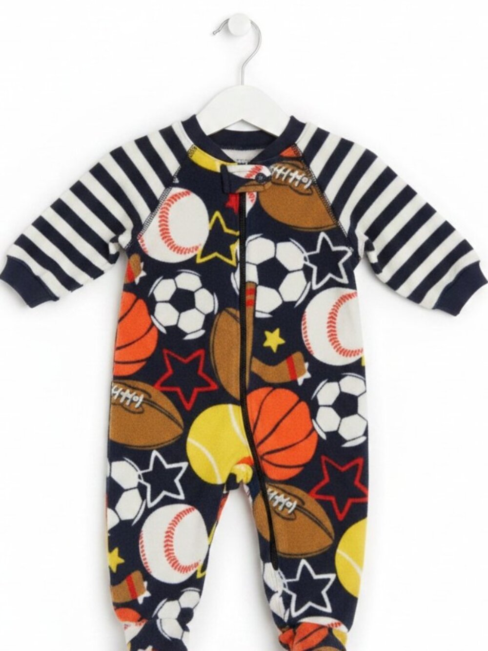 The Children's Place Sports Ball Game Fleece Footed PJ's 3-6 Months